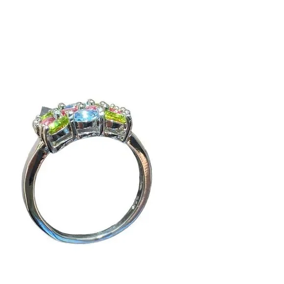 Peridot, Topaz & Tourmaline in a 925 SS Filled Ring (6) - Picture 6 of 10